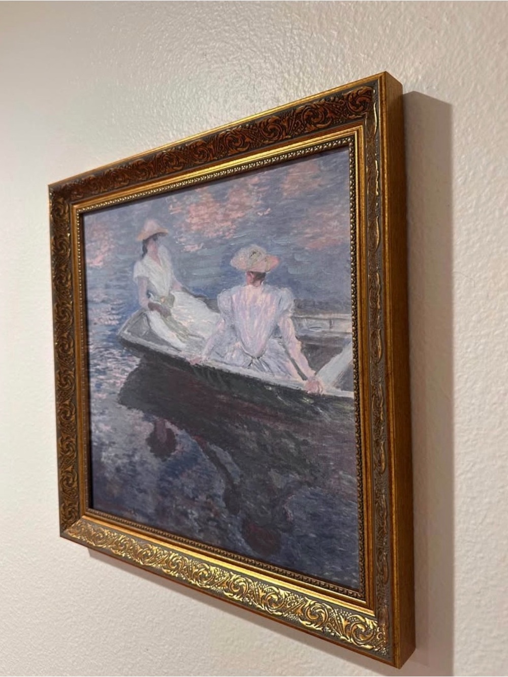 Claude Monet Impressionist masterpiece “ Young girls on a row boat” 15x15” - Picture 8 of 10